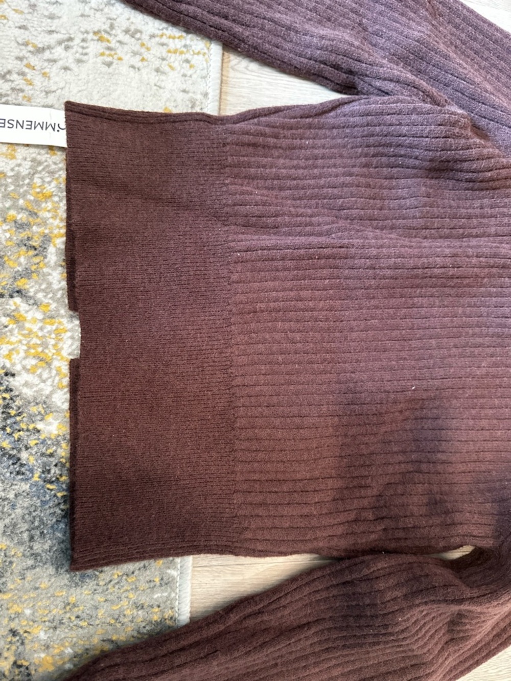 Commense Women's V-Neck Ribbed Sweater in Deep Brown L - Picture 8 of 9